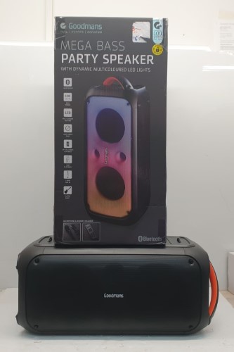 Goodmans 100W Mega Bass Bluetooth Party Speaker With Led Lights Black