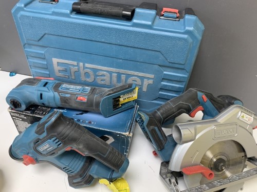 Erbauer Drill Hammer With Batt And Saw And Multi Tool Blue