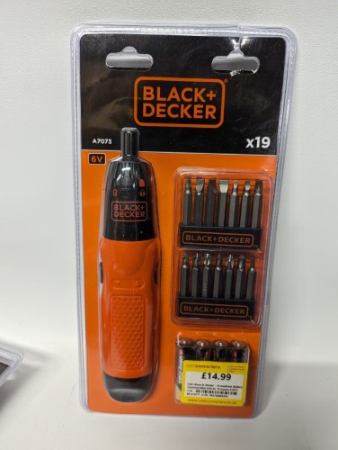 Black Decker Screwdriver Battery Operated Mini Drill 6V 19 Inserts A7073