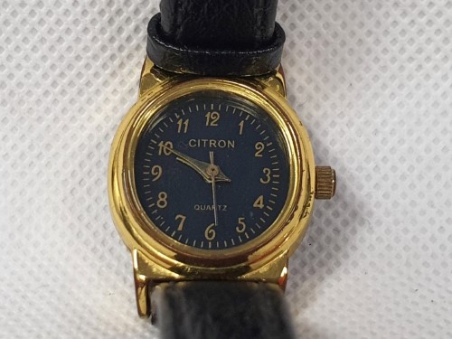 Citron men's gold tone tan leather strap watch | eBay