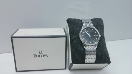 Bulova black watch online with diamonds