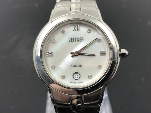 ZEITNER Men's Stainless Steel Quartz Watch ZM 1948 needs cheapest battery. Good condition