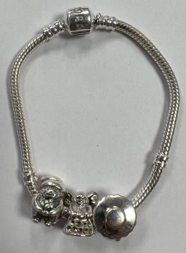 Pandora bracelet with hot sale 3 charms