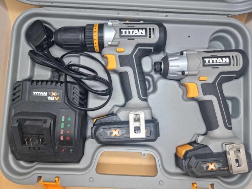 Titan Tti884com Tti885ipd 18V 2 X 2.0Ah Li Ion Txp Cordless Drill