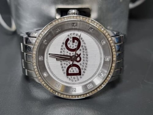 D&g silver clearance watch with diamonds