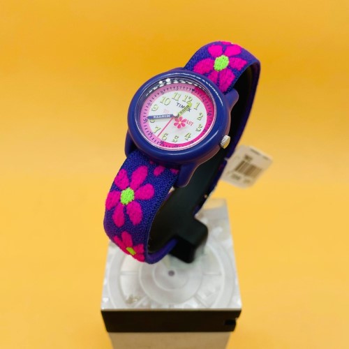 Timex Watch Child Time Machines 29mm Purple Floral Elastic Fabric