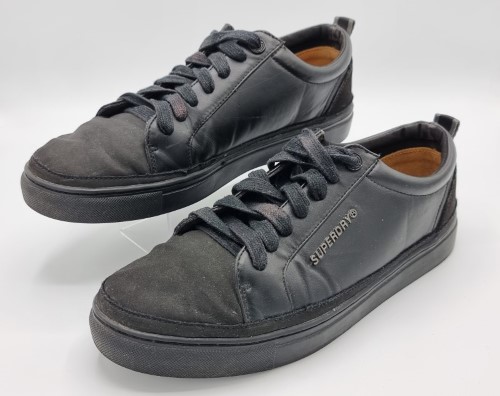 Men's Superdry Truman Black Leather Lace Up Trainers Uk Size