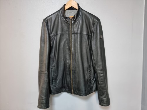 Hugo boss orange leather shop jacket