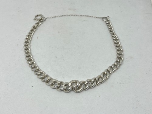 12 Sterling Silver Albert Chain Silver Bracelet 30.79G