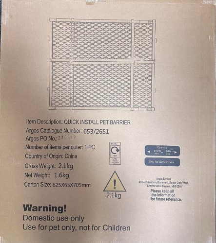 Argos Quick Install Pet Barrier Black for 14.99 Second Hand