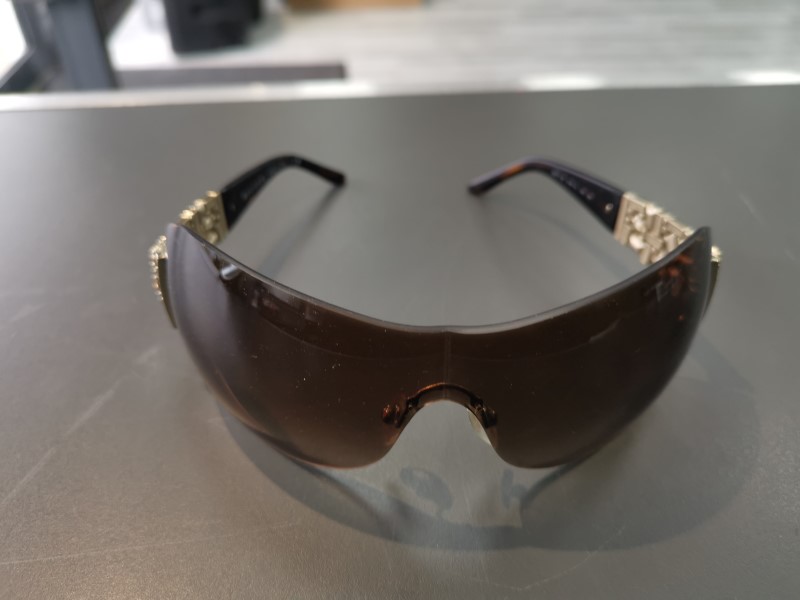 Unisex Bvlgari Sunglasses 6071B Gold Havana Brown Crystal Shield Mask Black for 150.00 Second Hand