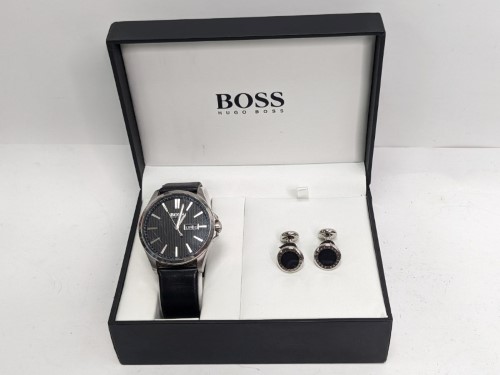 Hugo boss watch on sale cufflink set